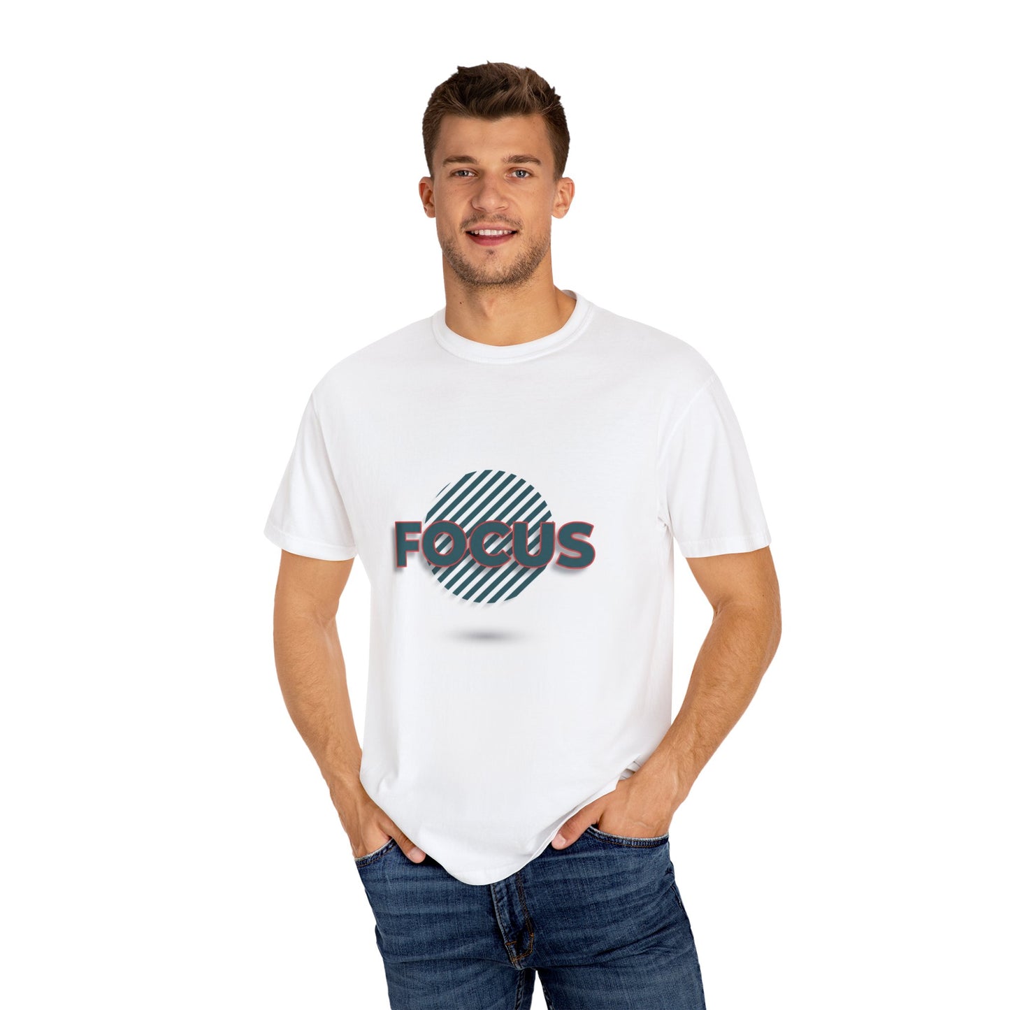 Focus Garment-Dyed Unisex T-shirt, Unique Casual Wear, Motivational Gift, Everyday Comfort, Stylish Statement Top