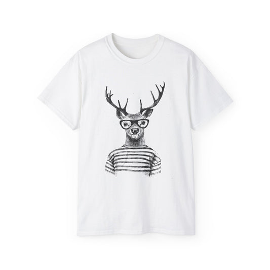 Cool Animal Graphic Tee, Cute Deer T-Shirt, Unisex Cotton Shirt, Fun Birthday Gift, Stylish Casual Wear, Nature Lover Apparel
