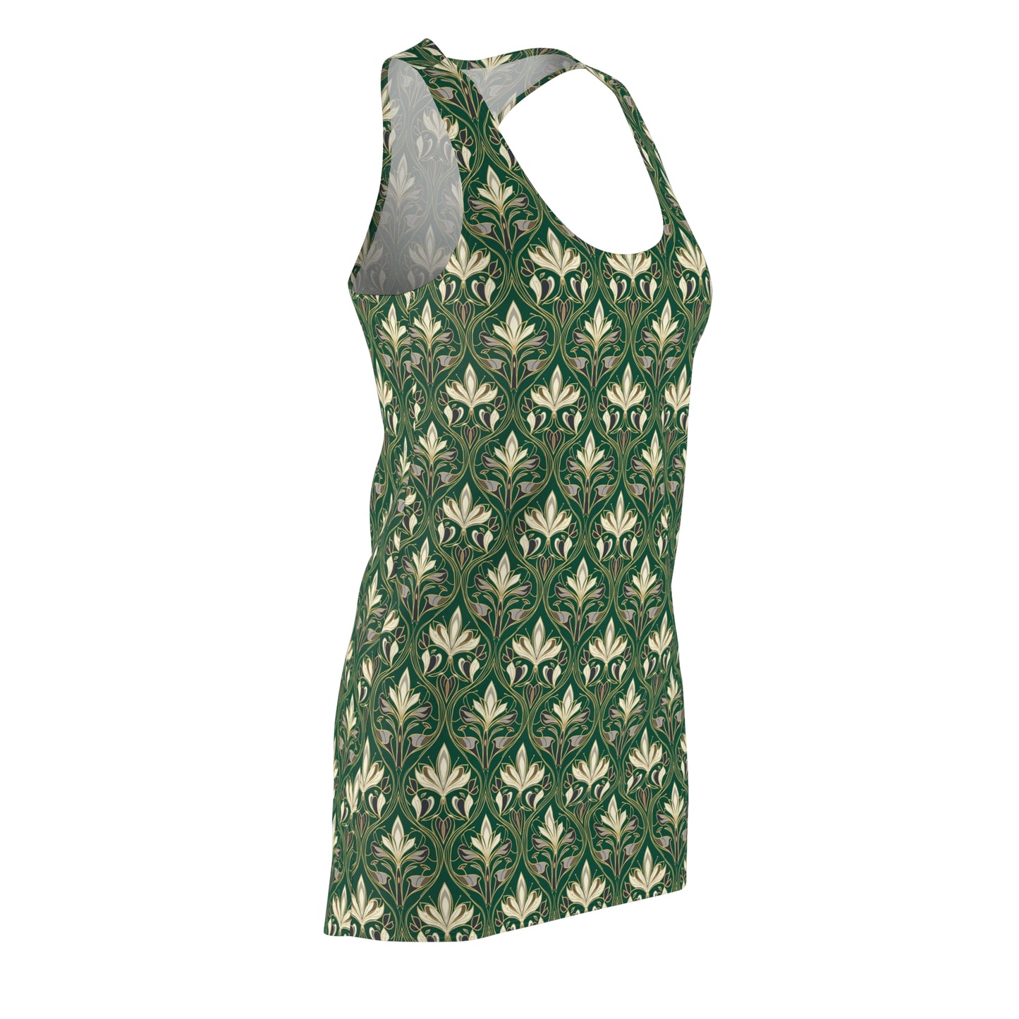 Green Floral Damask Racerback Dress – All-Over Print