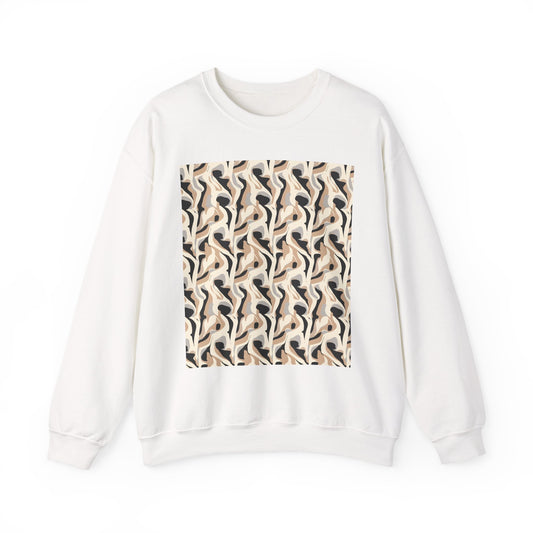 Crewneck Sweatshirt — Neutral Abstract Wave Pattern Graphic