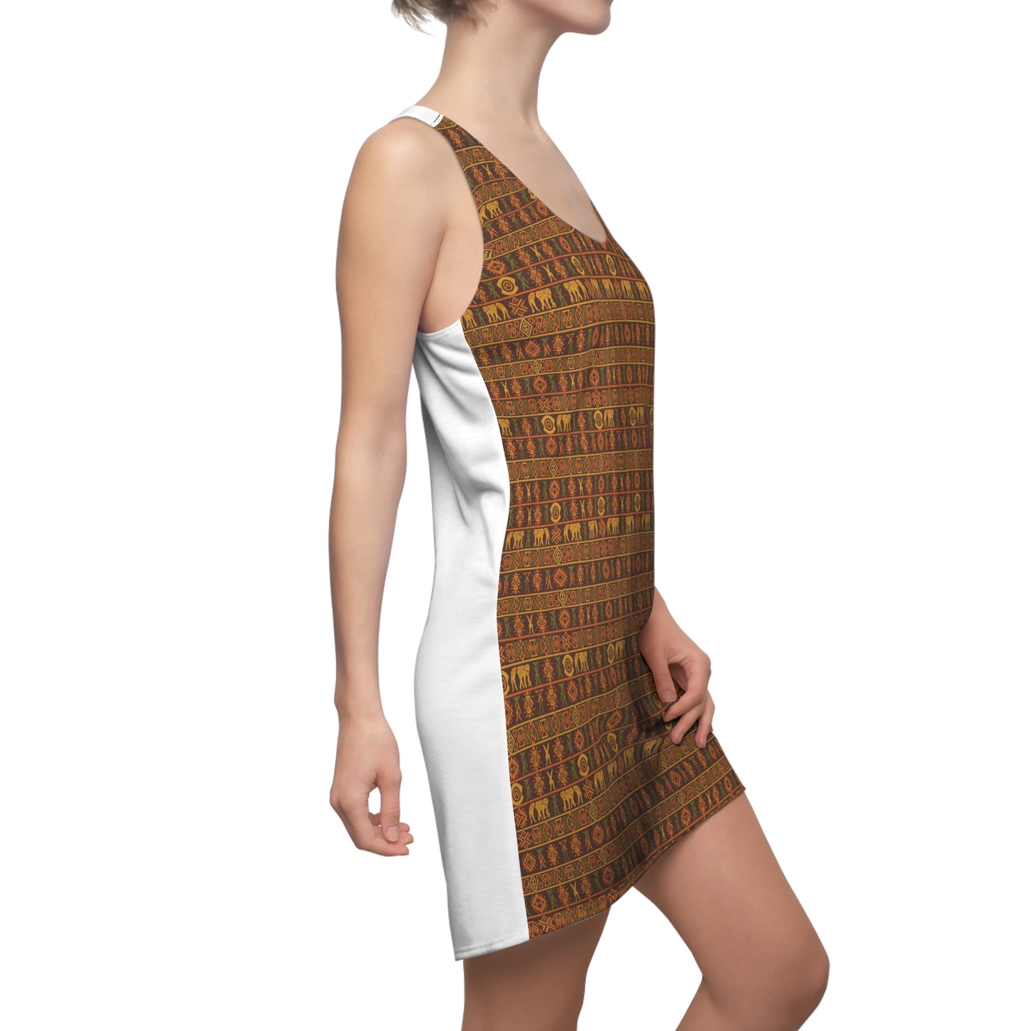 Racerback Dress — Warm Tribal Geometric Print