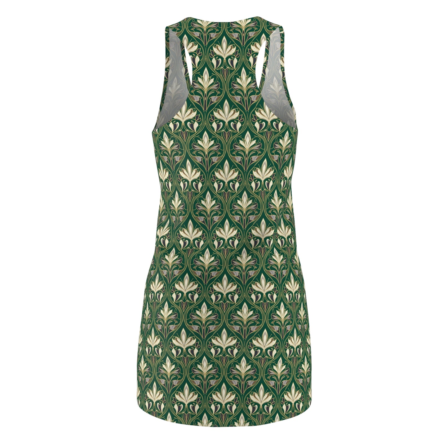 Green Floral Damask Racerback Dress – All-Over Print